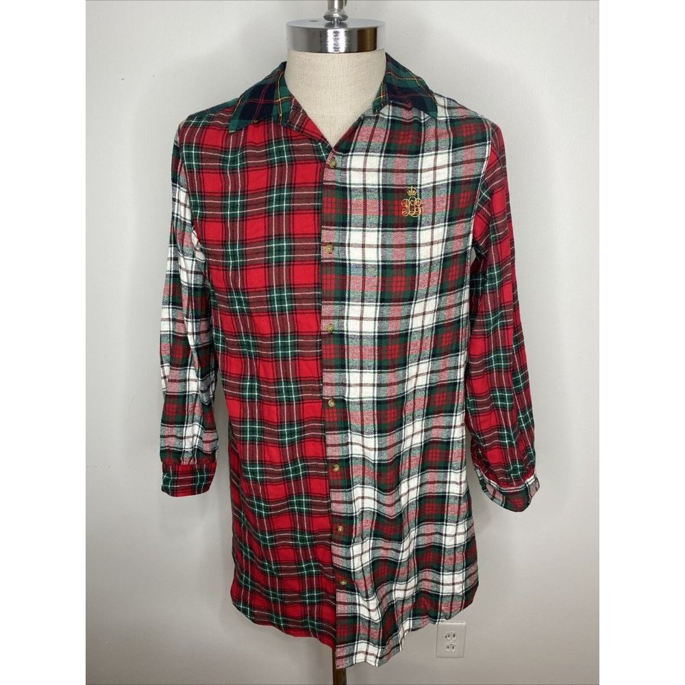 Ralph Lauren Womens Plaid Flannel Cotton Night Gown M Pajamas Red Green Crest